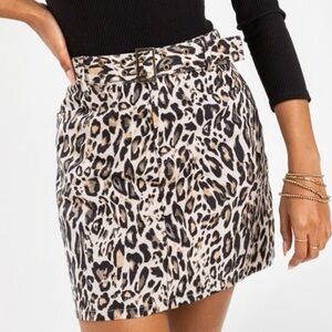 Belted Leopard Miniskirt